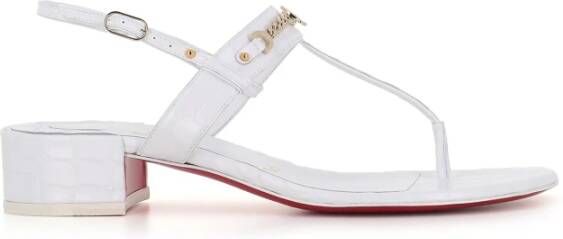 Christian Louboutin Witte Krokodillenprint Sandalen White Dames