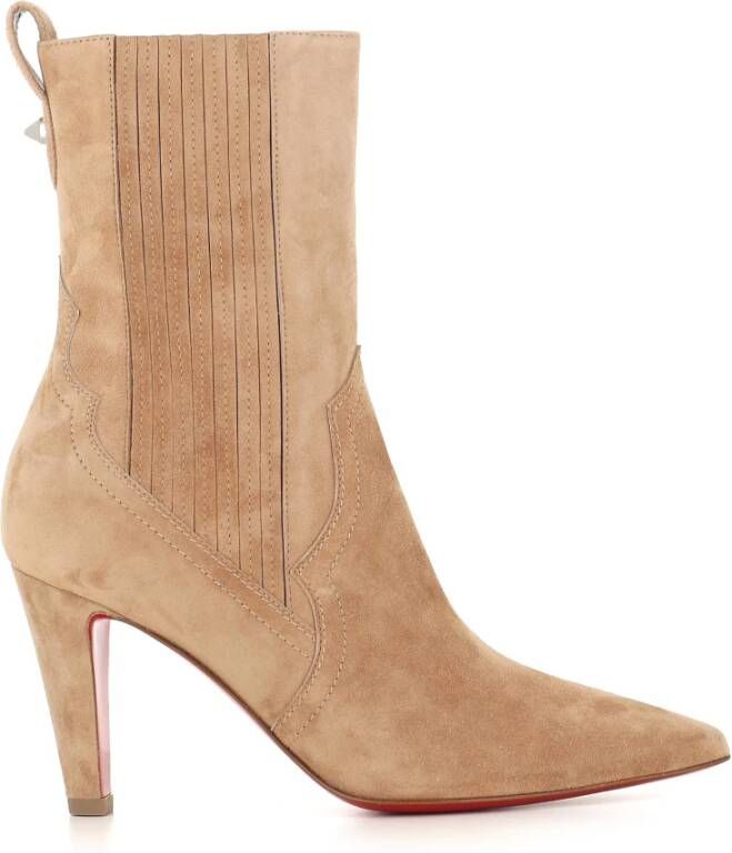 Christian Louboutin Zand Suède Enkellaarzen Beige Dames