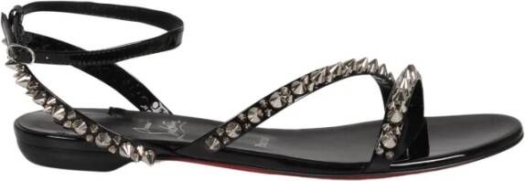 Christian Louboutin Zilveren Spike Platte Sandalen Black Dames