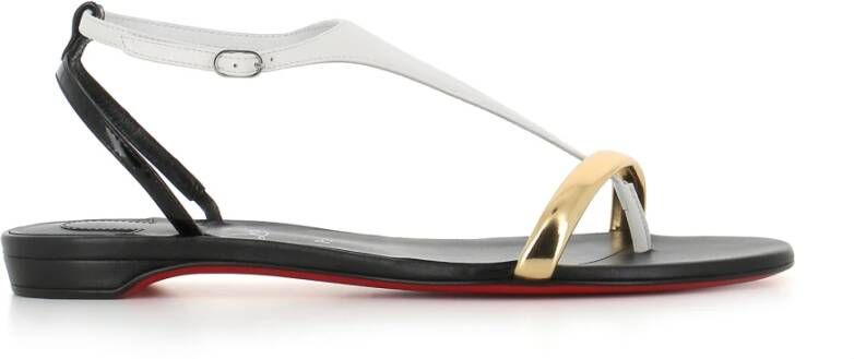 Christian Louboutin Zwart en wit leren sandalen White Dames