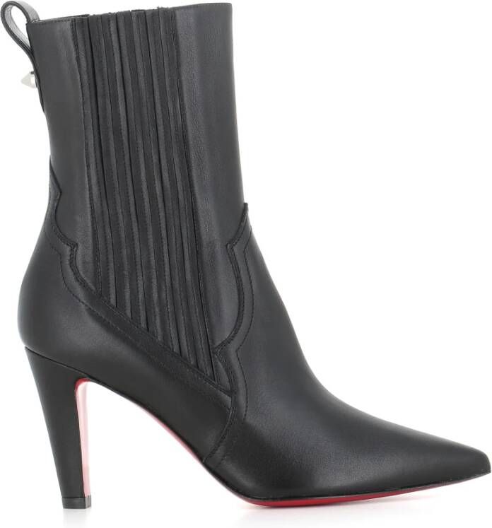 Christian Louboutin Zwarte leren enkellaarzen Black Dames