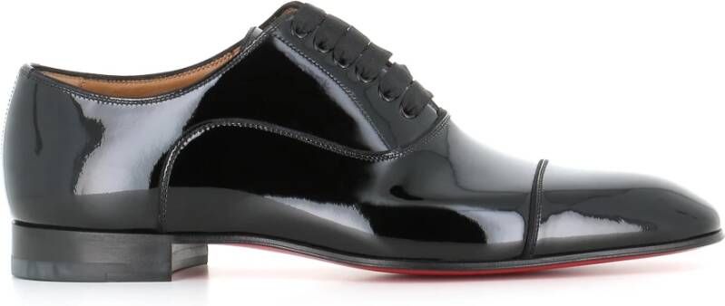 Christian Louboutin Zwarte Oxford Platte Schoenen Lakleer Black Heren