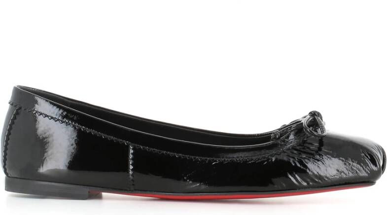 Christian Louboutin Zwarte platte ballerina schoenen met strik Black Dames