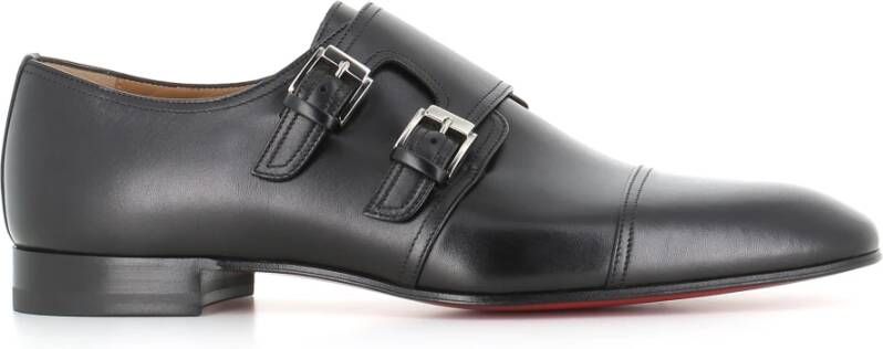 Christian Louboutin Zwarte platte schoenen dubbele gesp Black Heren