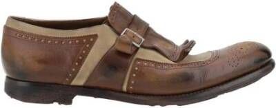 Church's Metalen Gesp Leren Loafers met Blokhak Brown Heren