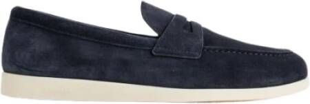 Church's Navy Blauw Suède Saddle Loafers Blue Heren