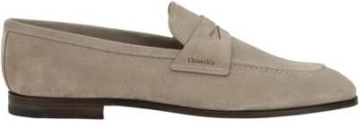 Church's Suede Loafers met Almond Toe en Block Heel Beige Heren