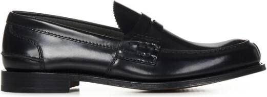 Church's Zwarte Platte Schoenen van Handgestikt Leer Black Heren