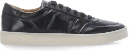 Church's Zwarte Leren Sneakers Ronde Neus Logo Black Heren