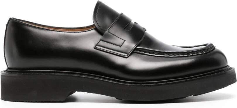 Church's Zwarte platte mocassins met rubberen zool Black Heren