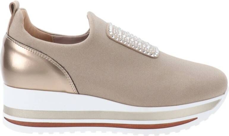 Cinzia Soft Comfortabele Stoffen Sneakers Beige Dames