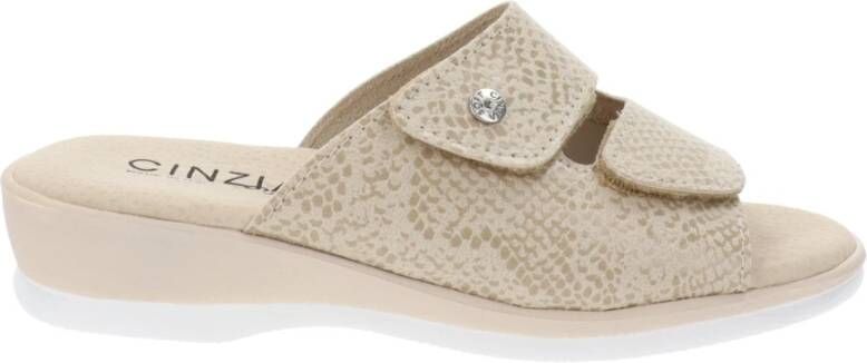 Cinzia Soft Dames Pantoffels van Kunstleer en Stof Beige Dames