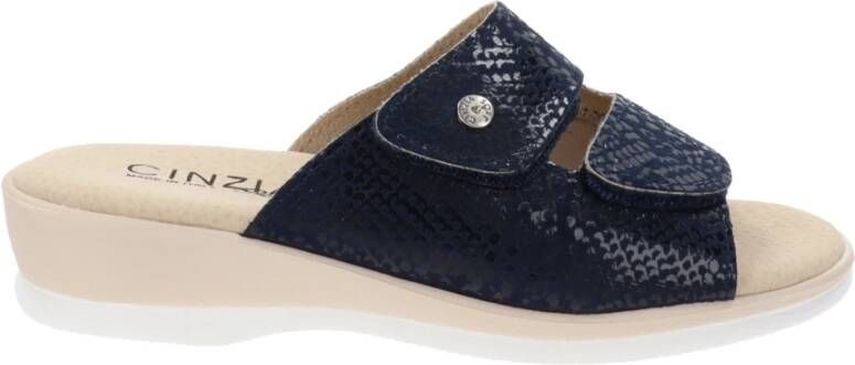 Cinzia Soft Dames Pantoffels van Kunstleer en Stof Blue Dames