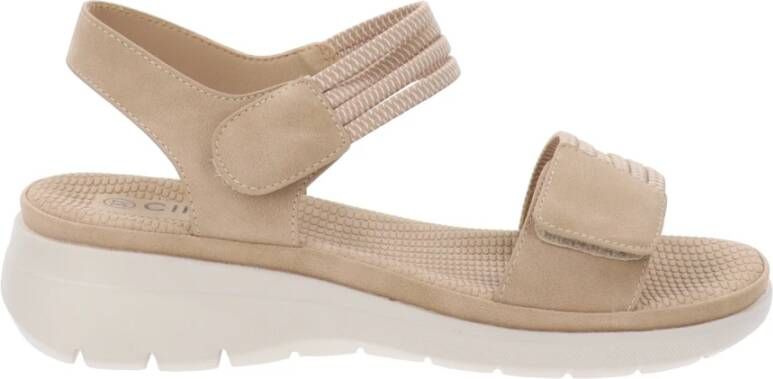 Cinzia Soft Damesandalen van imitatieleer en stof Beige Dames