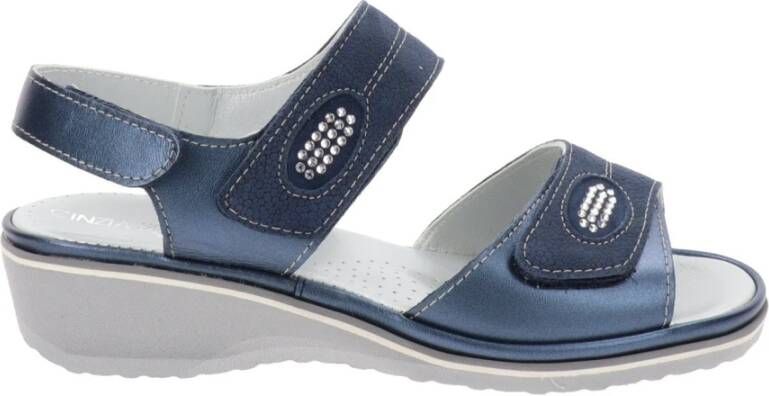 Cinzia Soft Leren Damesandalen Comfort Stijl Blue Dames