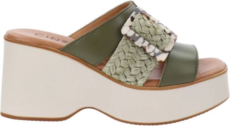 Cinzia Soft Leren Damessandalen Green Dames