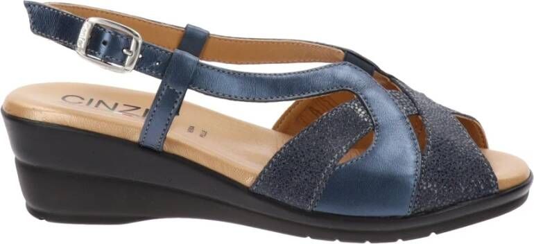 Cinzia Soft Leren Gesp Sandalen Blue Dames