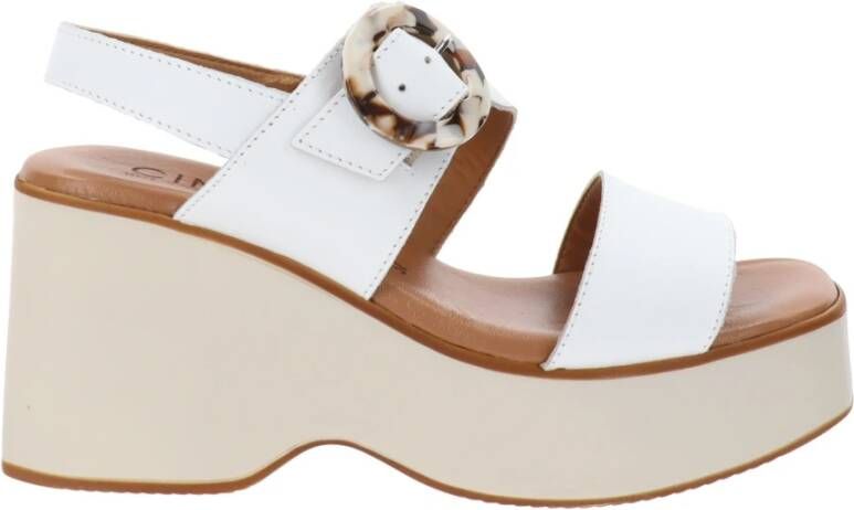 Cinzia Soft Leren Gesp Sandalen White Dames