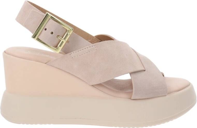 Cinzia Soft Leren sleehak sandalen voor vrouwen Beige Dames