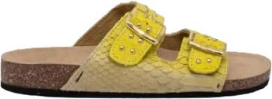 Claris Virot Gele maïs sandalen met python en messing details Yellow Dames