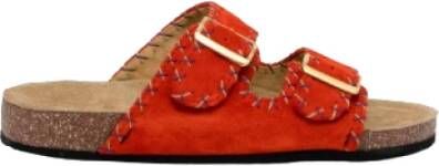 Claris Virot Python sandalen met gouden messing studs Red Dames