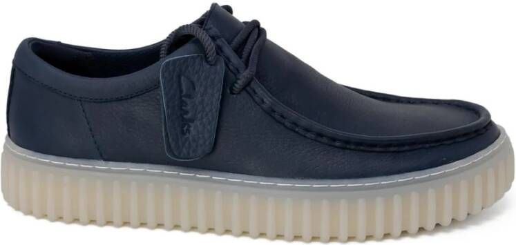 Clarks Blauwe Leren Veterschoenen Blue Heren