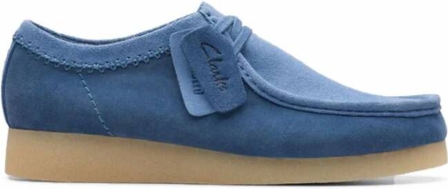 Clarks Blauwe Suède Platte Schoenen Blue Heren