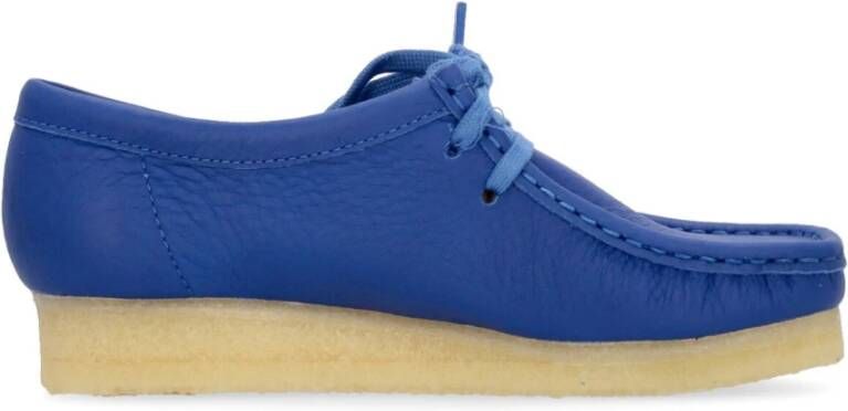 Clarks Bright Blue Leather Wallabee Lifestyle Schoen Blue Dames