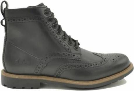 Clarks Bruin leren winter enkellaars Westcombe Black Heren