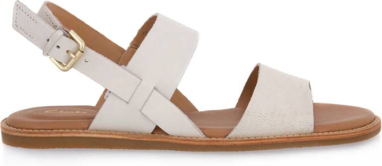 Clarks Comfortabele Platte Sandalen voor de Zomer Wit Dames