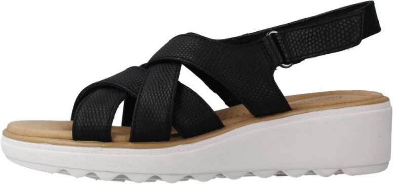 Clarks Comfortabele platte sandalen voor vrouwen Black Dames