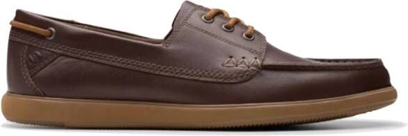 Clarks Donkerbruine bootschoen met verstelbare veters Brown Heren