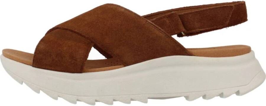 Clarks Camel Suède Dames Sandaal Dashlite Wish Brown Dames - Foto 1