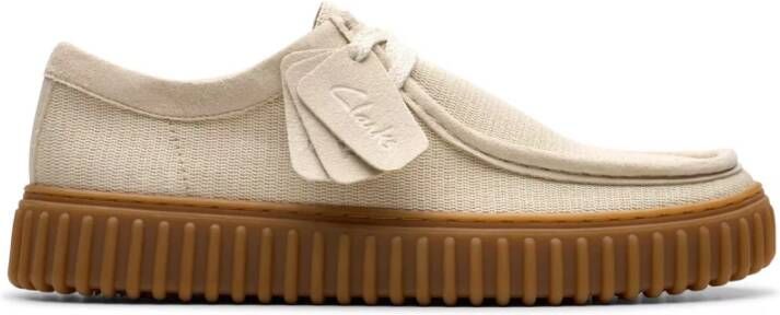 Clarks Geribbelde Zool Sneaker Beige Heren