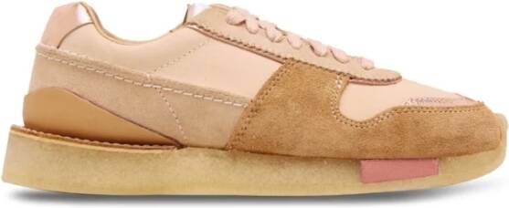 Clarks Licht Tan Suede Sneakers Pink Dames