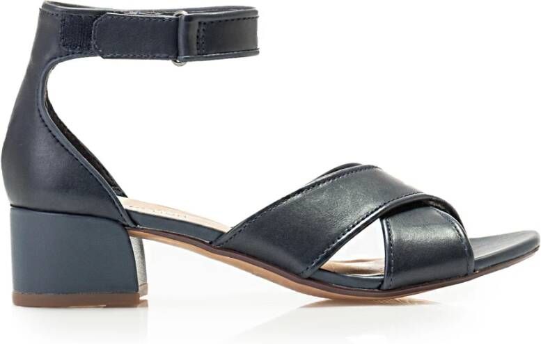 Clarks Navy Leren Sandalen Caroleigh Rise Blue Dames