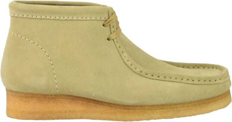 Clarks Originele Leren Schoenen Rubberen Zool Beige Heren