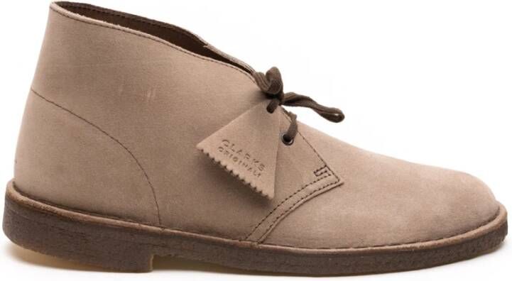 Clarks Platte Suède Woestijnlaarzen Beige Heren