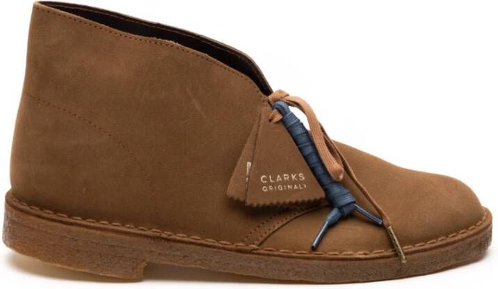 Clarks Platte Suède Woestijnlaarzen Brown Heren