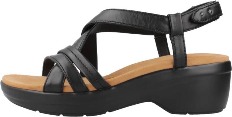 Clarks Stijlvolle Platte Sandalen voor Vrouwen Black Dames