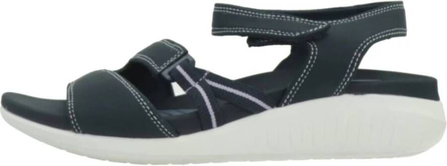 Clarks Stijlvolle platte sandalen voor vrouwen Blue Dames