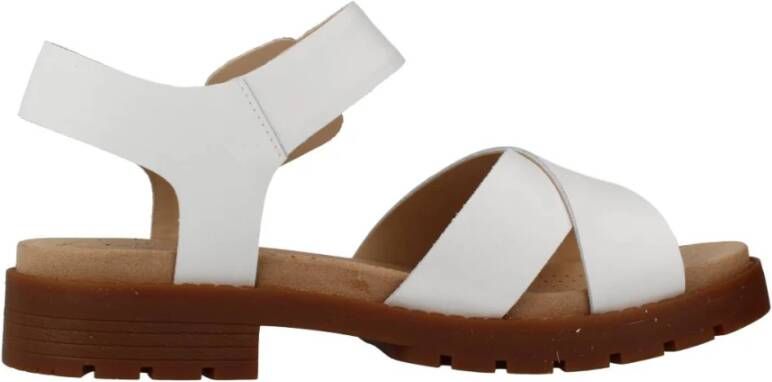 Clarks Stijlvolle platte sandalen voor vrouwen White Dames