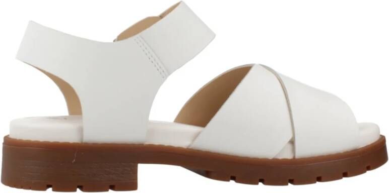 Clarks Stijlvolle Platte Sandalen voor Vrouwen White Dames