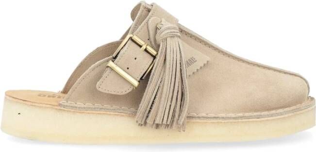 Clarks Suede Trek Mule Sand Flats Beige Dames