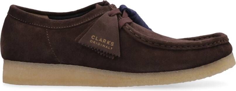 Clarks Suede Veterschoenen met Crêpe Zool Brown Heren