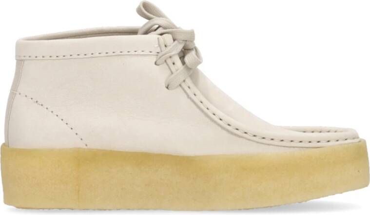 Clarks Witte Nubuck Wallabee Cup Mocassin Schoen White Dames