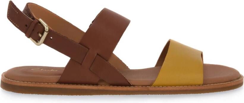 Clarks Stijlvolle Platte Sandalen voor Vrouwen Brown Dames