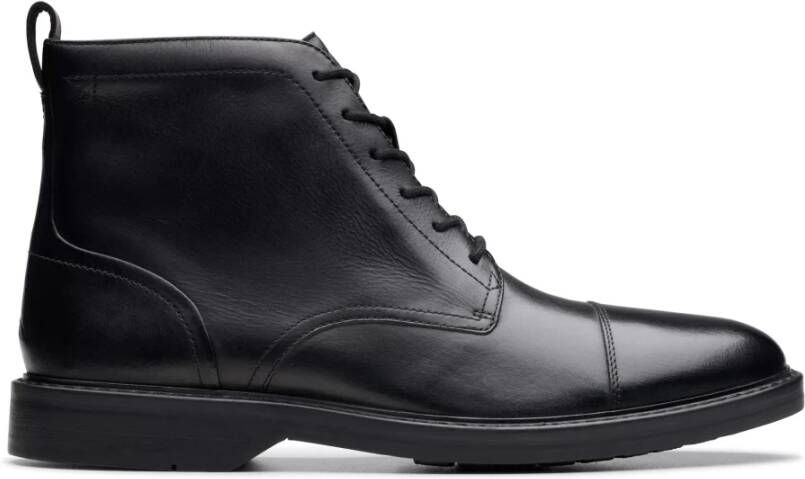 Clarks Zwarte Leren Enkellaars voor Mannen Black Heren