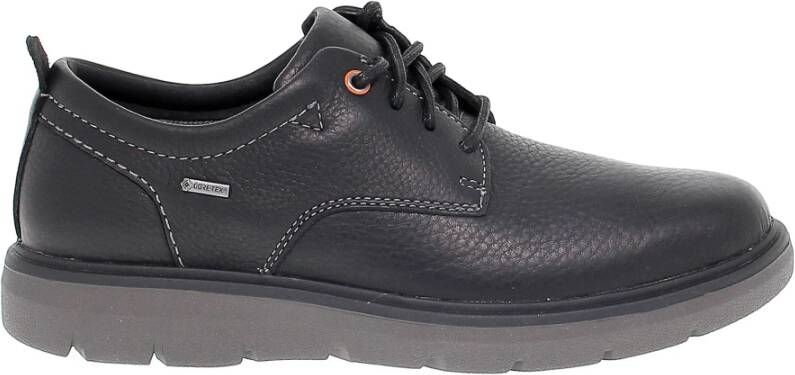 Clarks Zwarte Leren Herensneakers met Veters Zwart Heren