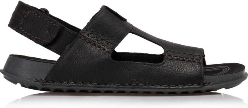 Clarks Zwarte Leren Sandalen Crestview Bay Black Heren